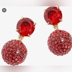 J. Crew Pave Resin Drop Statement Earrings in Red